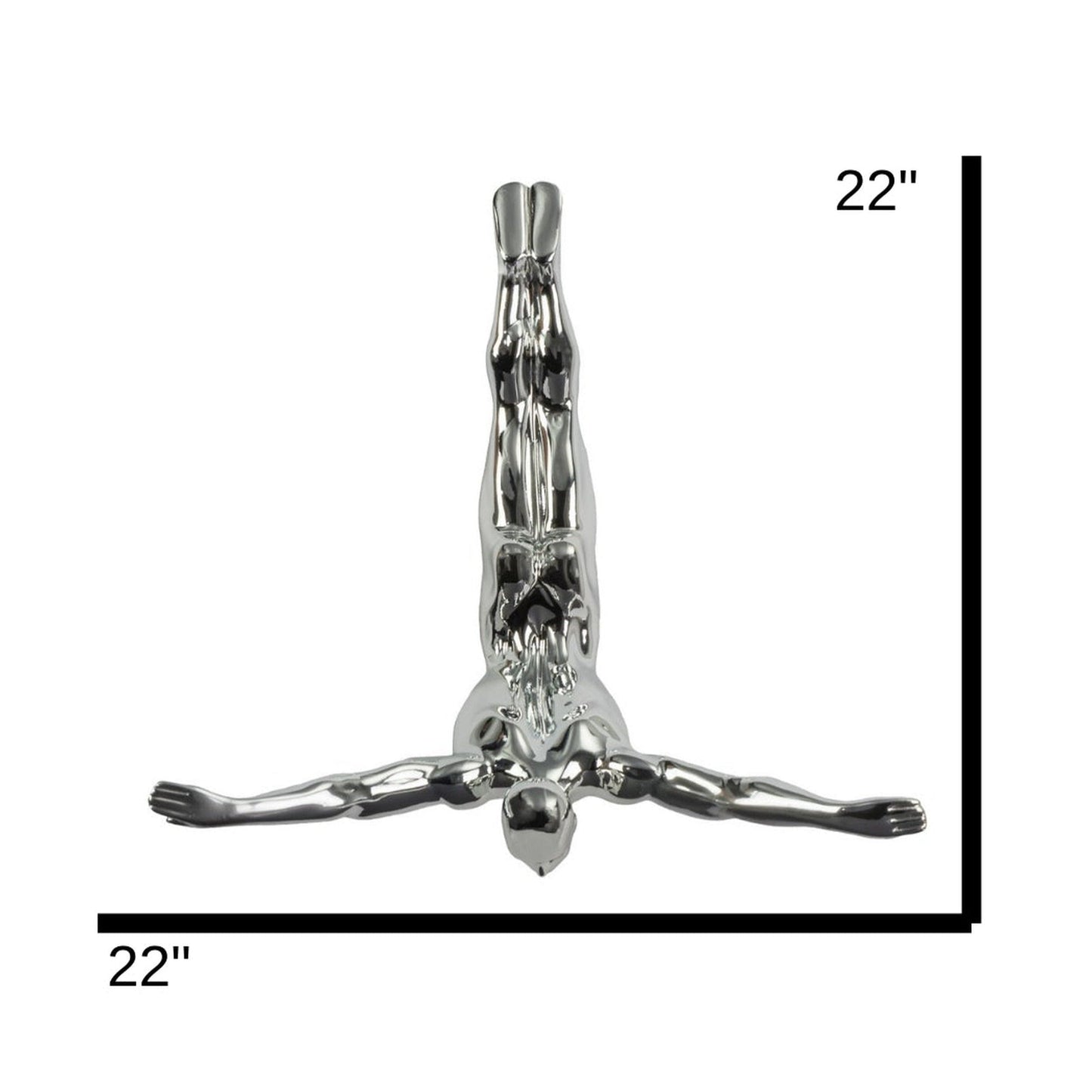 Diver Wall Decor Sculpture // 22" Chrome