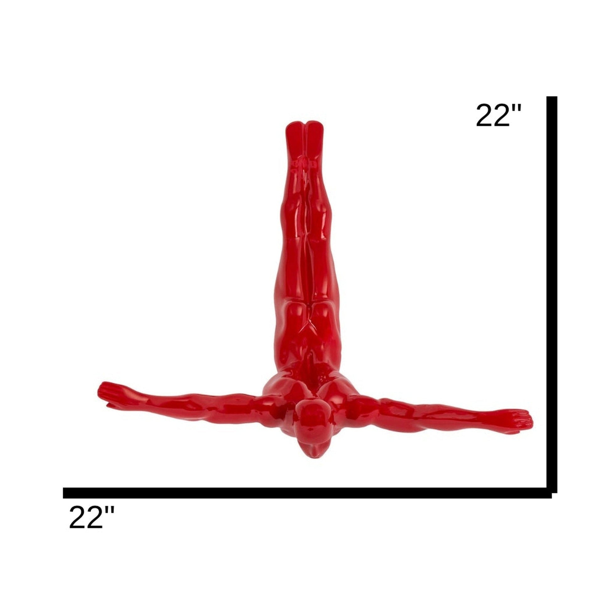 Diver Wall Decor Sculpture // 22" Red