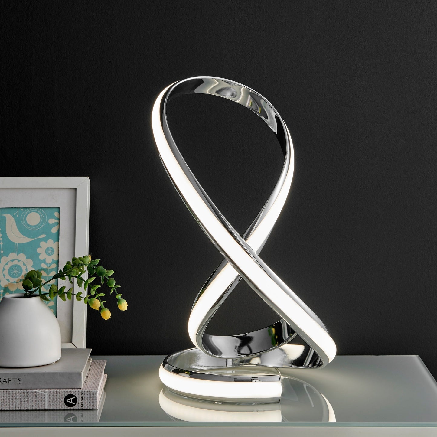 Ellis Table Lamp - Chrome | Helix Design with Touch Control and Dimmable LED Lighting