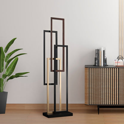 Floor Lamp Black and Wood