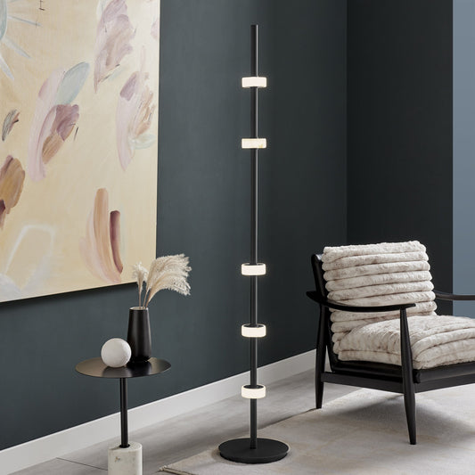 Aluminum and Spanish Alabaster Floor Lamp // Black