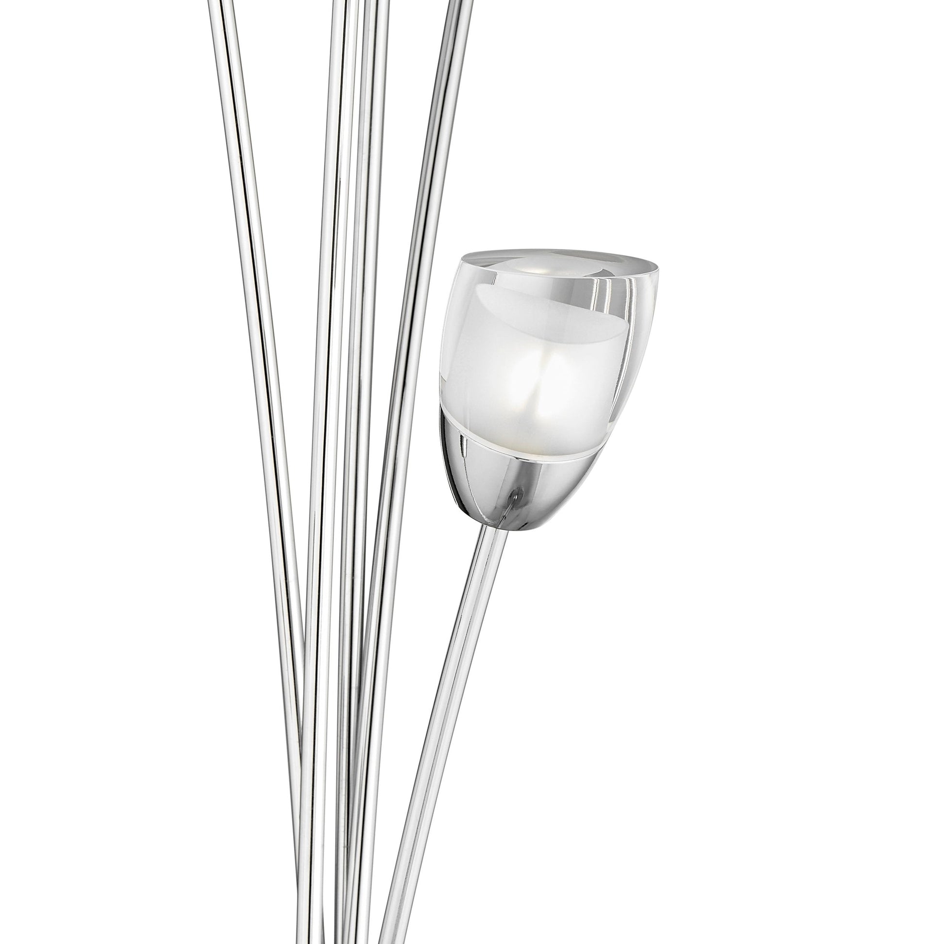 Flower Acrylic Floor Lamp - 6 Light | Tulip-Shaped Modern LED Lighting with Chrome Finish