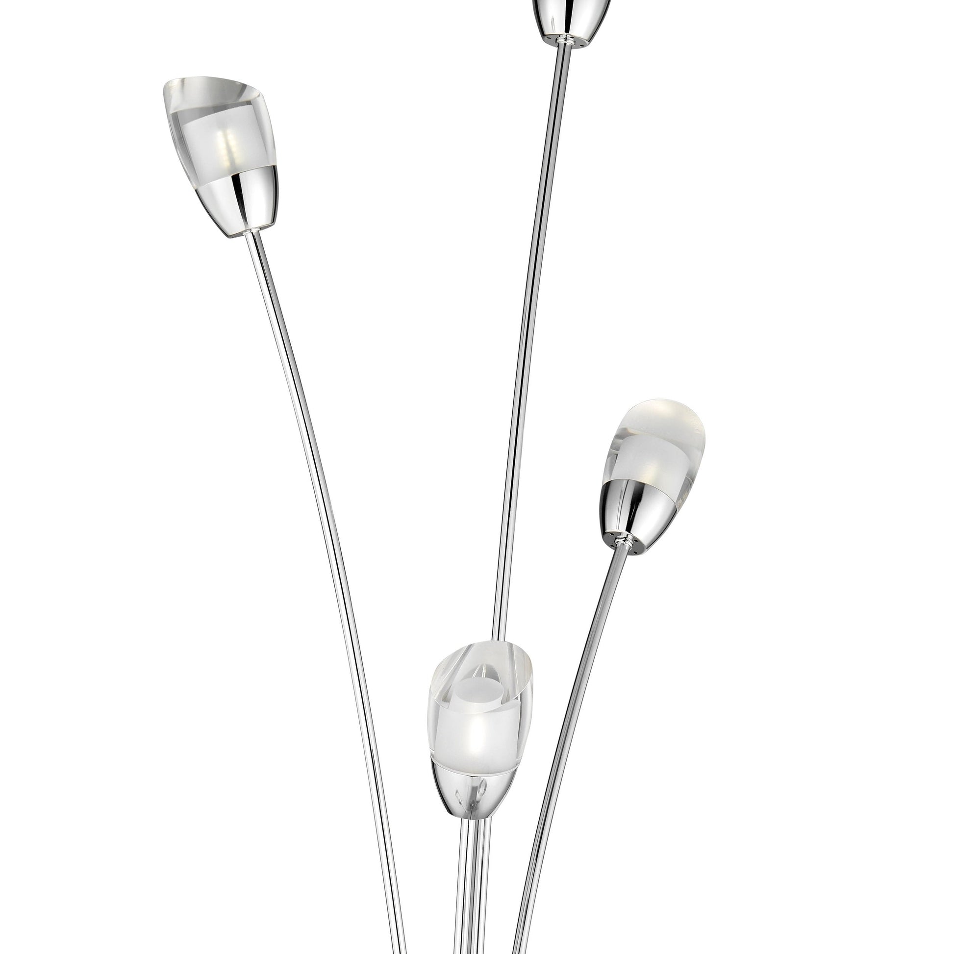 Flower Acrylic Floor Lamp - 6 Light | Tulip-Shaped Modern LED Lighting with Chrome Finish