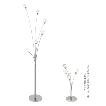 Flower Acrylic Floor Lamp - 6 Light | Tulip-Shaped Modern LED Lighting with Chrome Finish