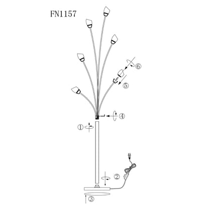 Flower Acrylic Floor Lamp - 6 Light | Tulip-Shaped Modern LED Lighting with Chrome Finish