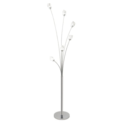 Flower Acrylic Floor Lamp - 6 Light | Tulip-Shaped Modern LED Lighting with Chrome Finish