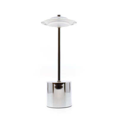 Glow Spaceship Rechargeable Table Lamp - Chrome | Futuristic LED Lighting with Touch Control and Dimming