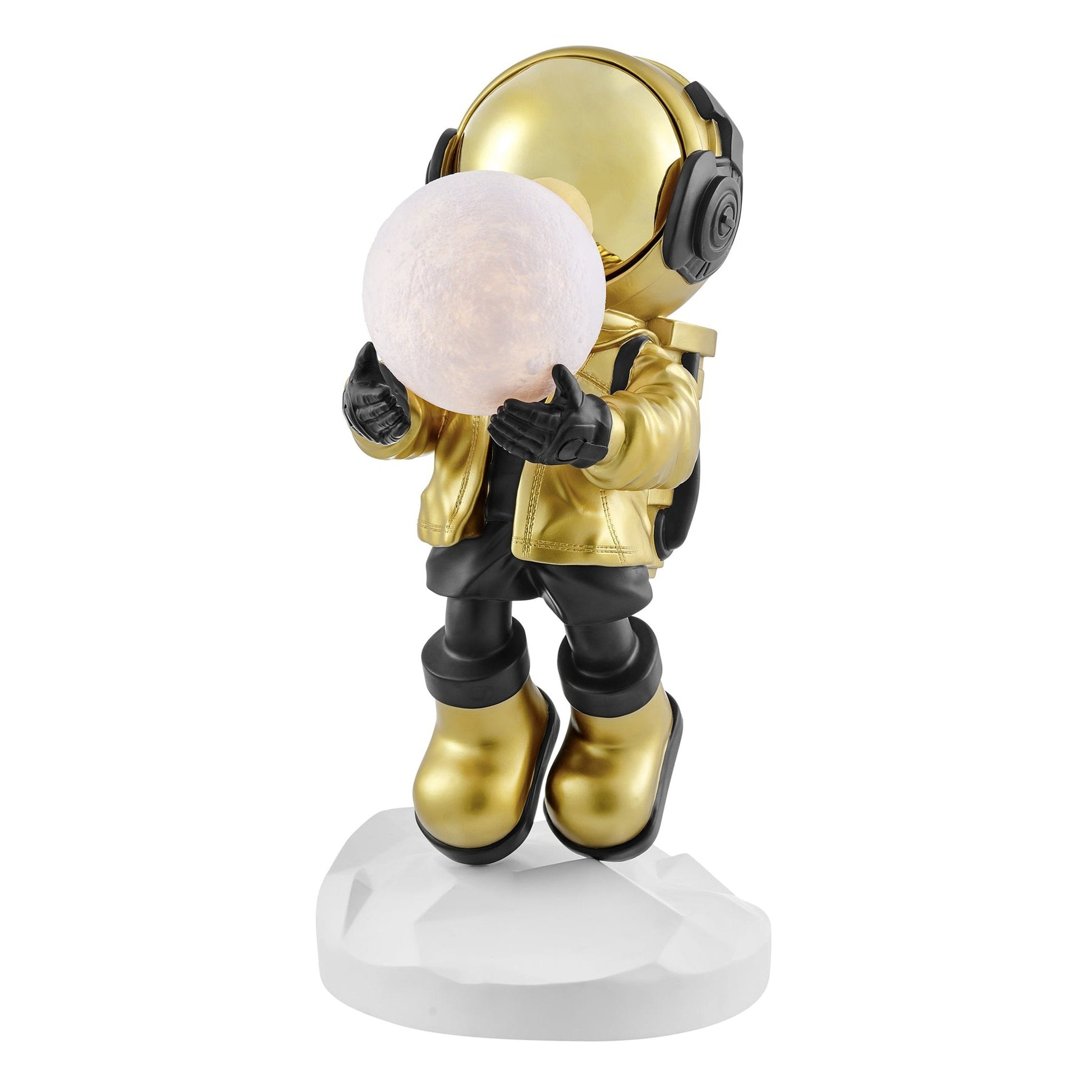 Hadfield takes the Moon // Lighted Astronaut- Sculpture // Black & Gold