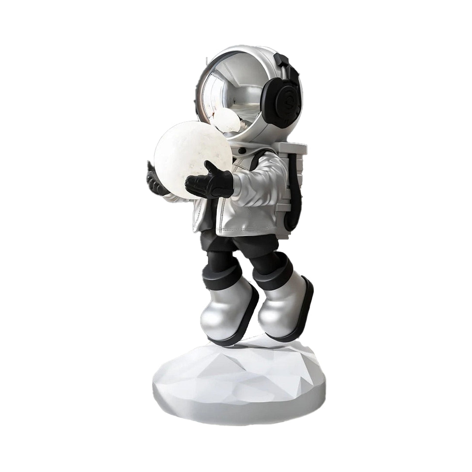Hadfield takes the Moon // Lighted Astronaut- Sculpture // Black & Silver