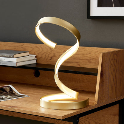 Hamburg Gold Table Lamp - LED Strip with Dimmable Switch | 18W Aluminum Silica Lamp by Finesse Decor