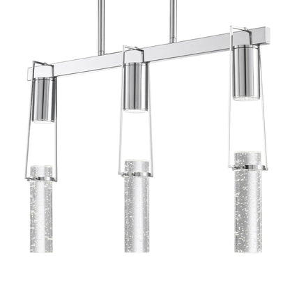 Harmony 3 Light Chandelier - Chrome, Modern Crystal Pendant Light Fixture