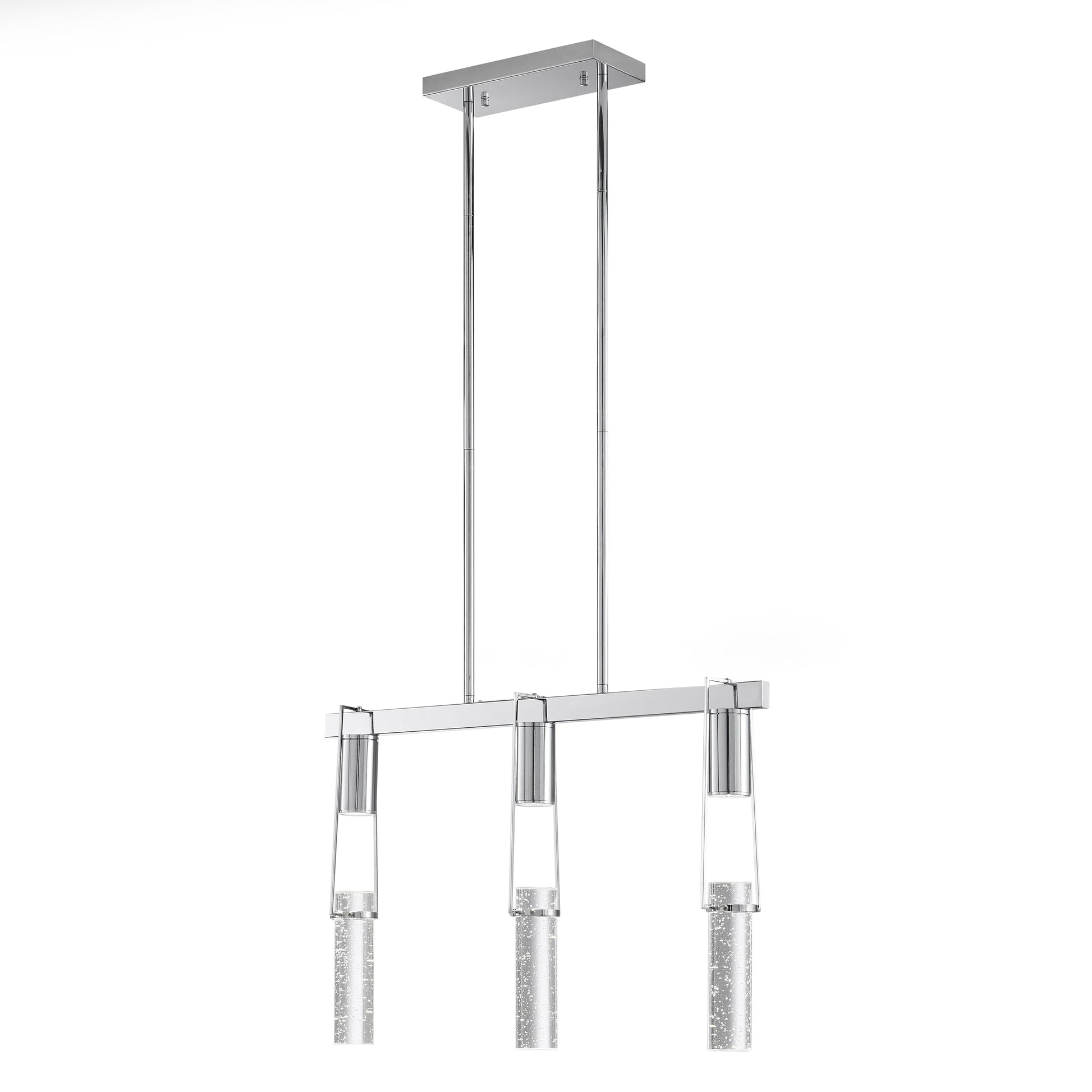 Harmony 3 Light Chandelier - Chrome, Modern Crystal Pendant Light Fixture