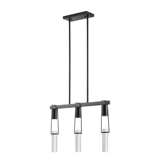 Harmony 3 Light Chandelier - Matte Black, Modern Crystal Pendant Light Fixture