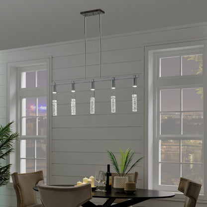 Harmony 5 Light Chandelier - Chrome, Modern Crystal Pendant Light Fixture