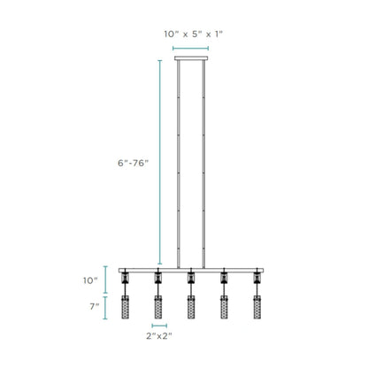 Harmony 5 Light Chandelier - Matte Black, Modern Crystal Pendant Light Fixture