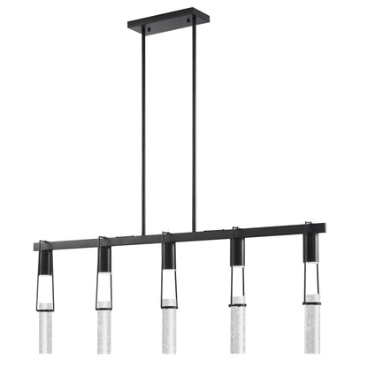 Harmony 5 Light Chandelier - Matte Black, Modern Crystal Pendant Light Fixture