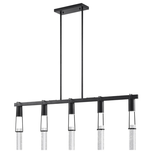 Harmony 5 Light Chandelier - Matte Black, Modern Crystal Pendant Light Fixture