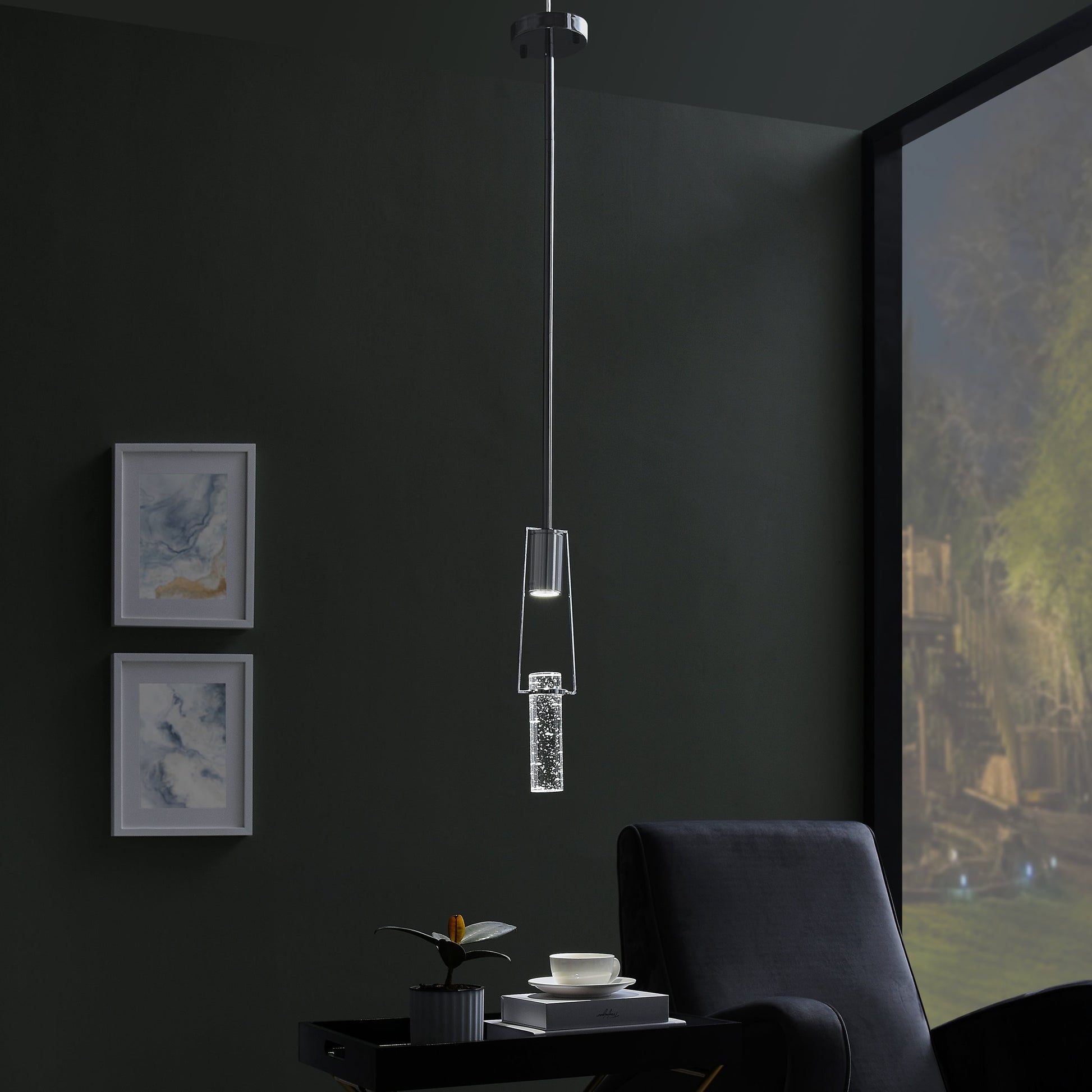 Harmony Single Pendant Light - Chrome, Modern Crystal Pendant