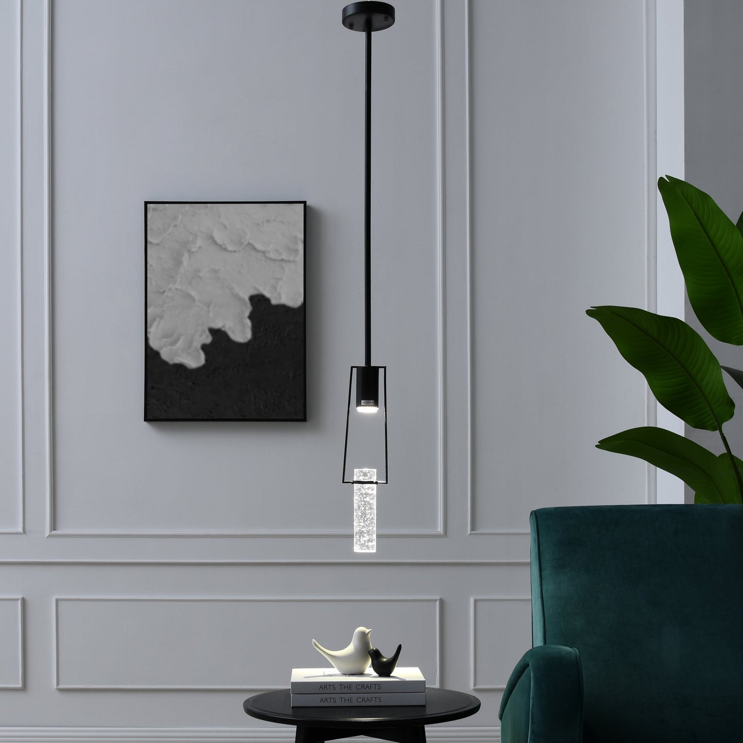 Harmony Single Pendant Light - Matte Black, Modern Crystal Pendant