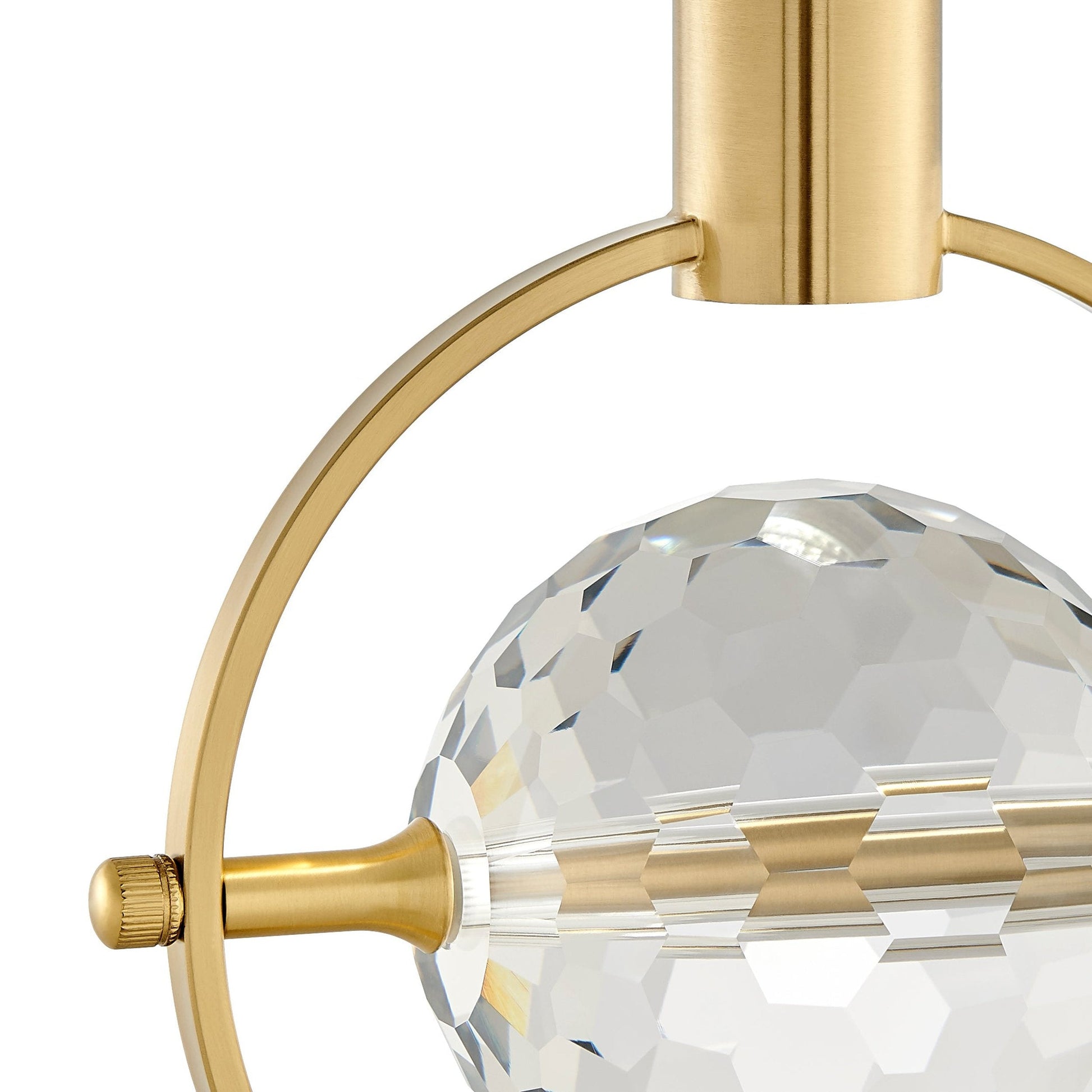 Hollywood Circle 1 Light Pendant - Gold Finish, Crystal Globe Design, Dimmable LED