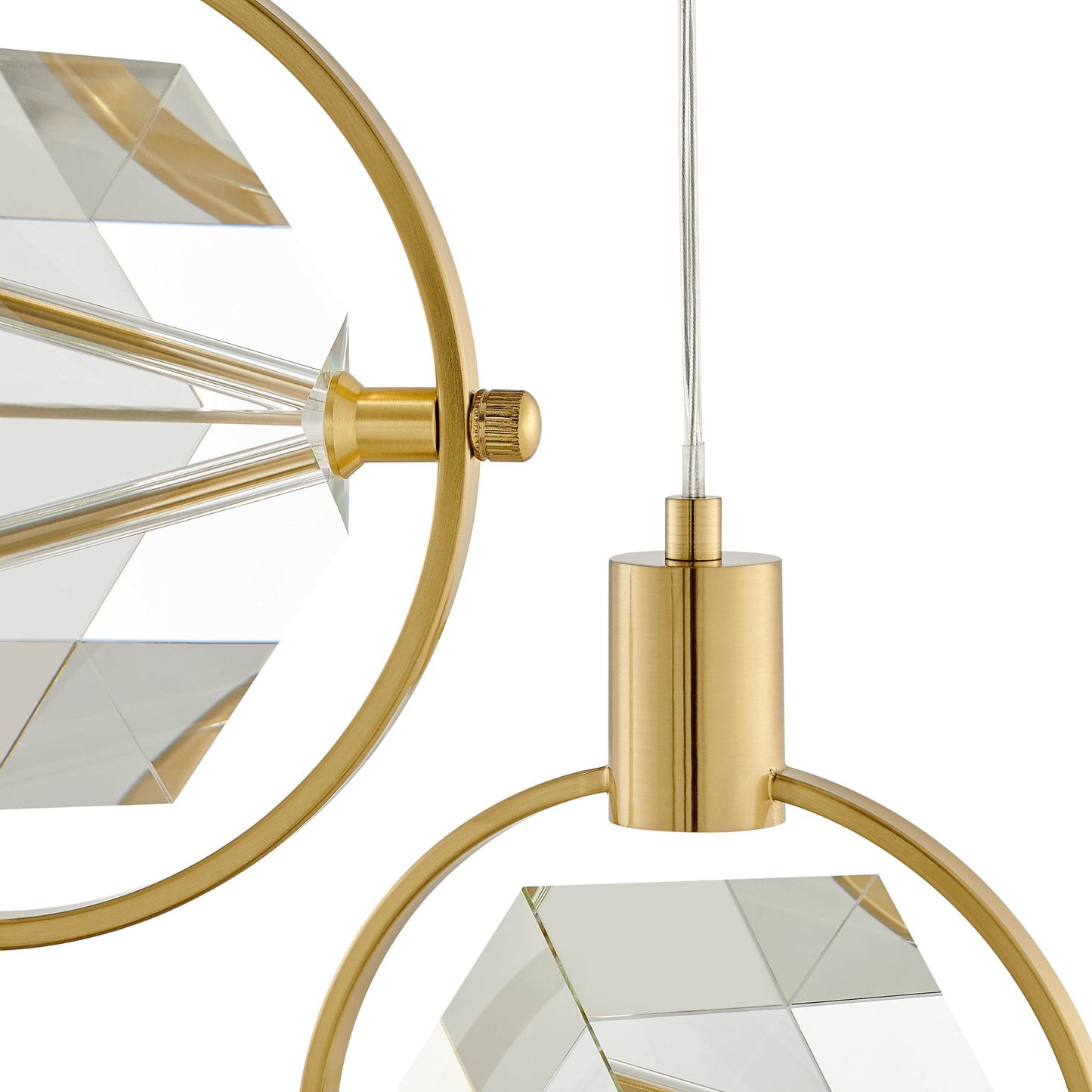 Hollywood Cube 3 Light Pendant - Gold Finish, Crystal Cube Design, Dimmable LED Chandelier