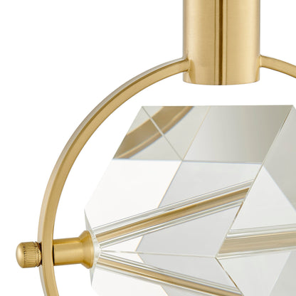 Hollywood Cube Single Light Pendant - Gold Finish, Crystal Cube Design, Dimmable LED