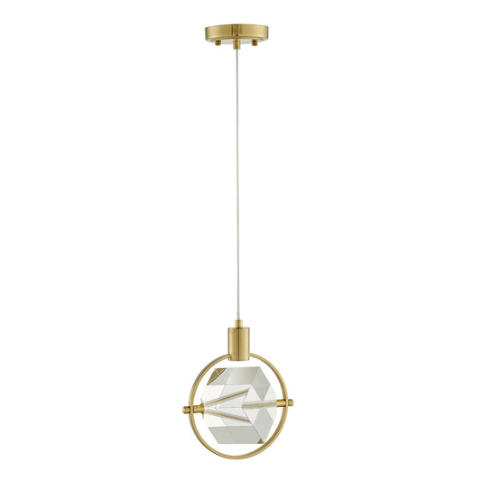 Hollywood Cube Single Light Pendant - Gold Finish, Crystal Cube Design, Dimmable LED