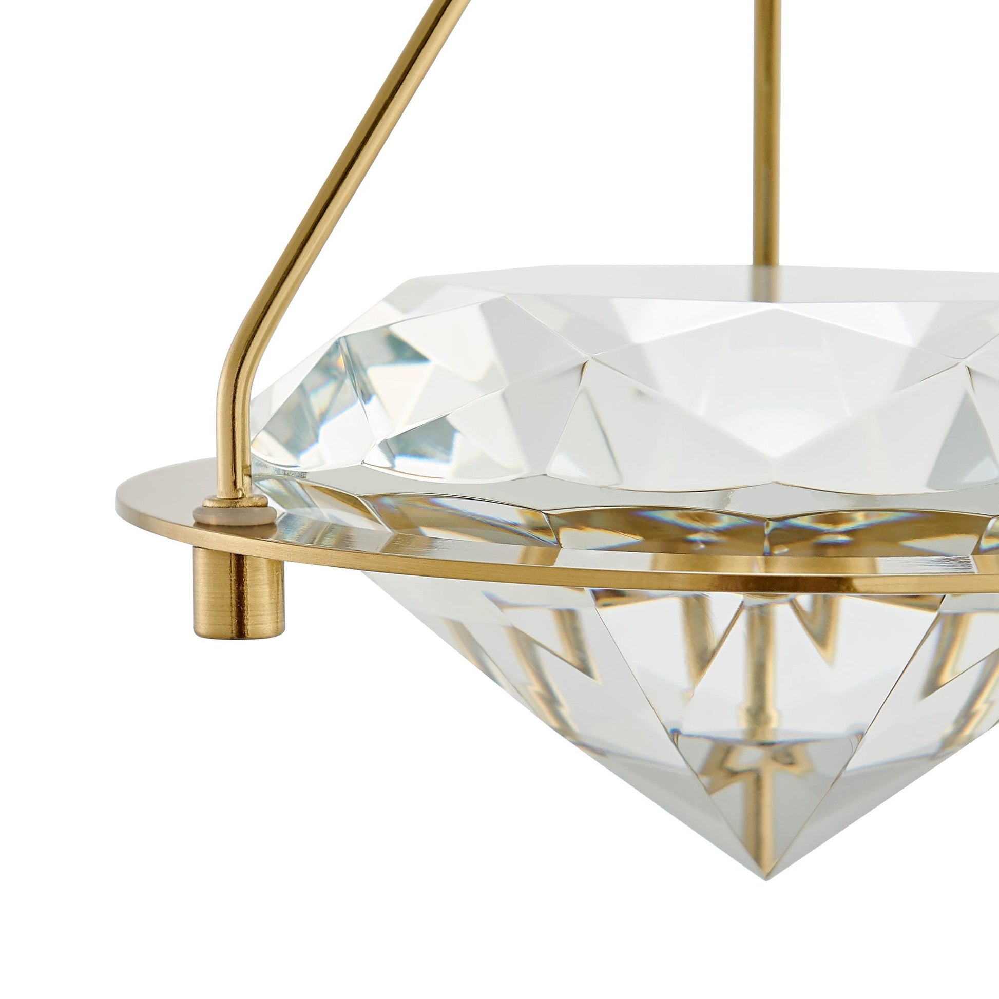 Hollywood Diamond Single Light Pendant - Gold Finish, Crystal Cube Design, Dimmable LED