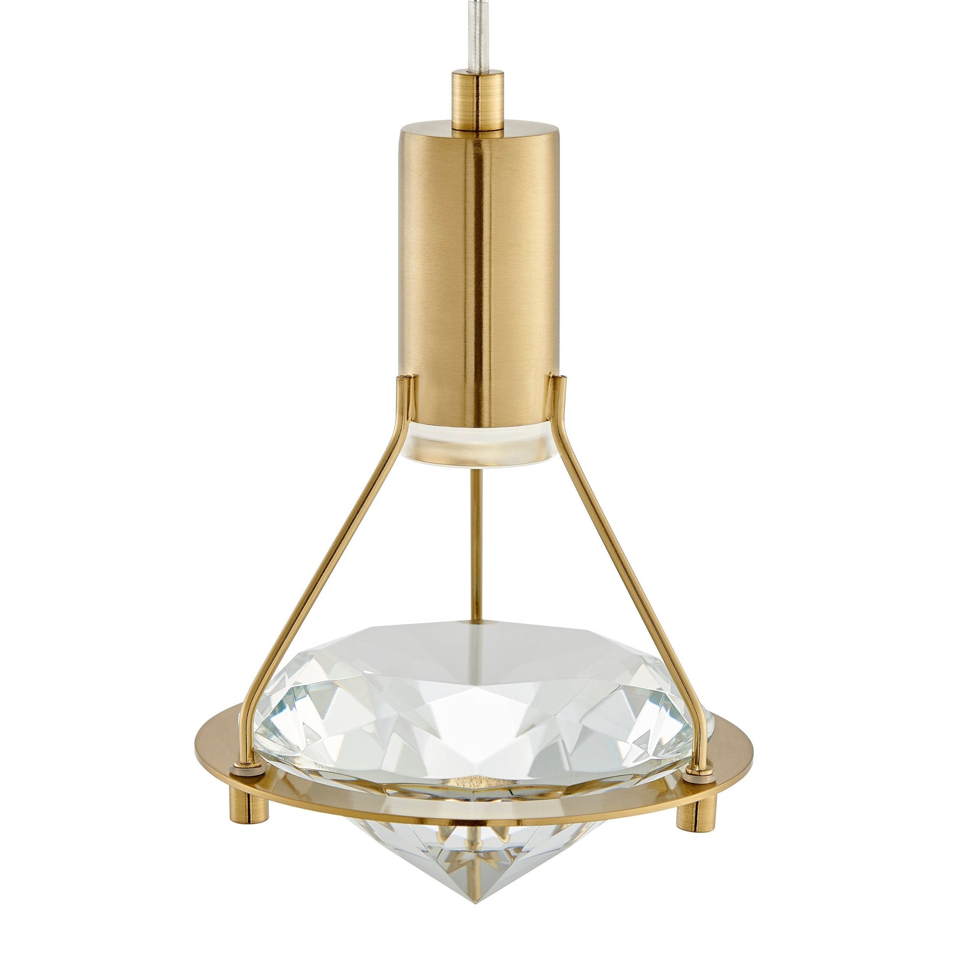 Hollywood Diamond Single Light Pendant - Gold Finish, Crystal Cube Design, Dimmable LED