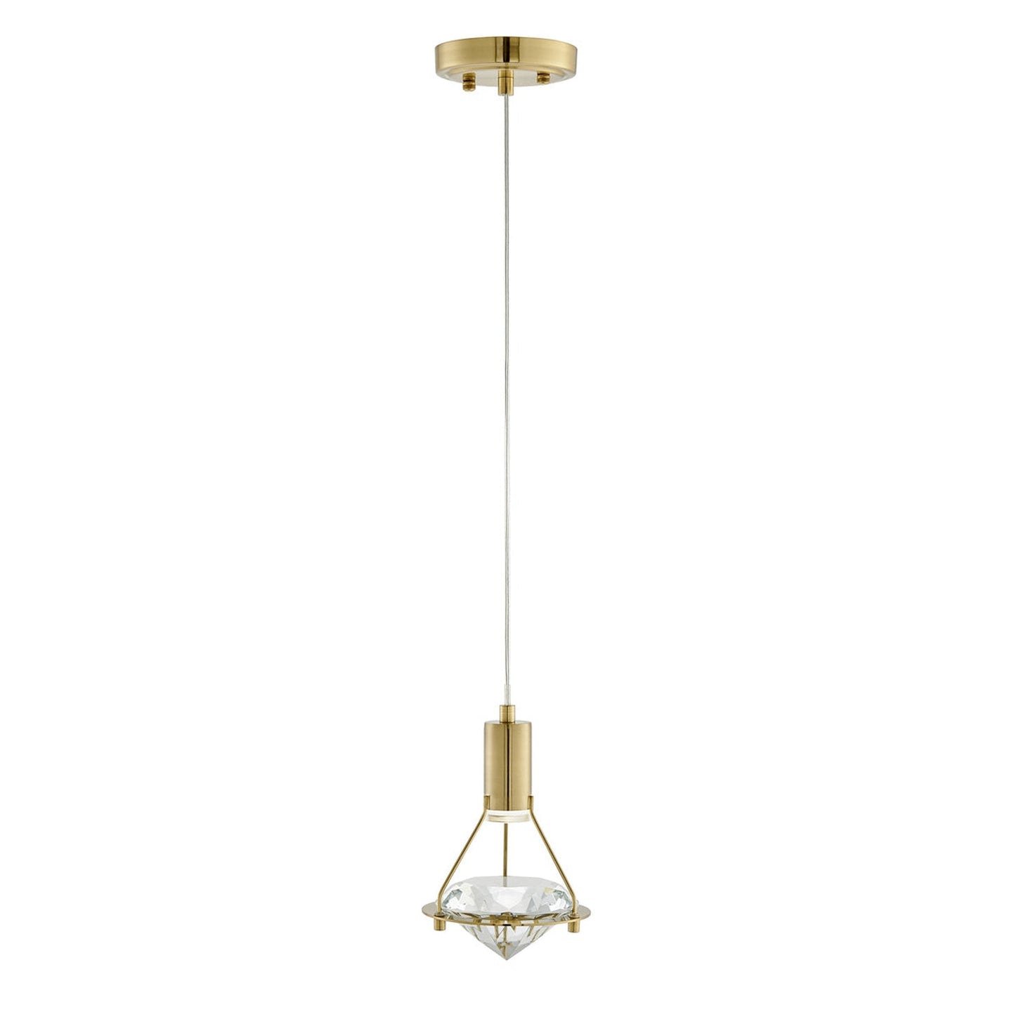 Hollywood Diamond Single Light Pendant - Gold Finish, Crystal Cube Design, Dimmable LED