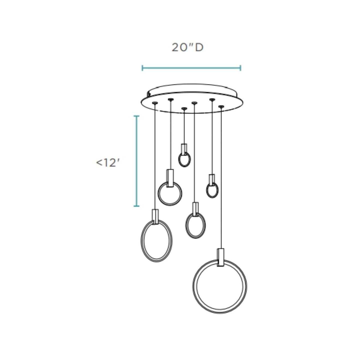 Hong Kong LED Circular Chandelier - 6 Adjustable Hoops, Chrome Finish, Contemporary Design