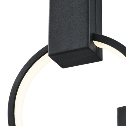 Hong Kong LED Circular Chandelier - 6 Adjustable Hoops, Matte Black Finish, Contemporary Design