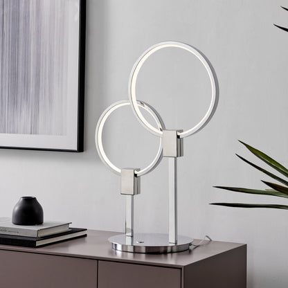 Hong Kong LED Tall Table Lamp - Chrome | Modern 15W LED Lamp with Touch Dimmer by Finesse Decor