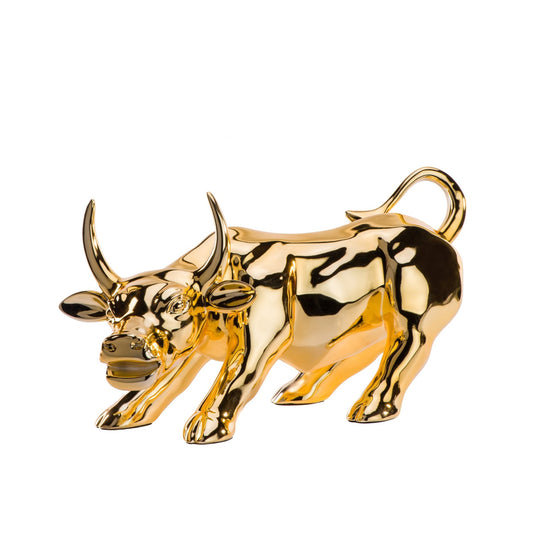 Hydro Resin Bull Sculpture // Gold Plated