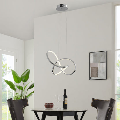 Knotted LED Dimmable Chandelier - Chrome Finish, Adjustable Height, and Modern Design