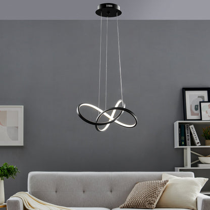 Knotted LED Dimmable Chandelier - Matte Black Finish, Adjustable Height, and Modern Design