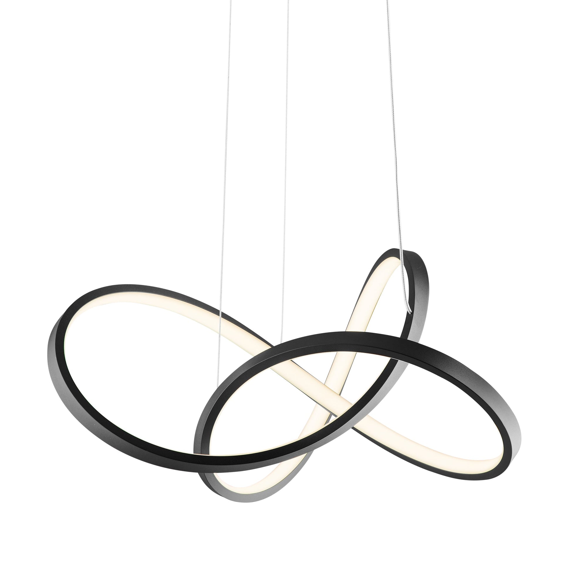 Knotted LED Dimmable Chandelier - Matte Black Finish, Adjustable Height, and Modern Design