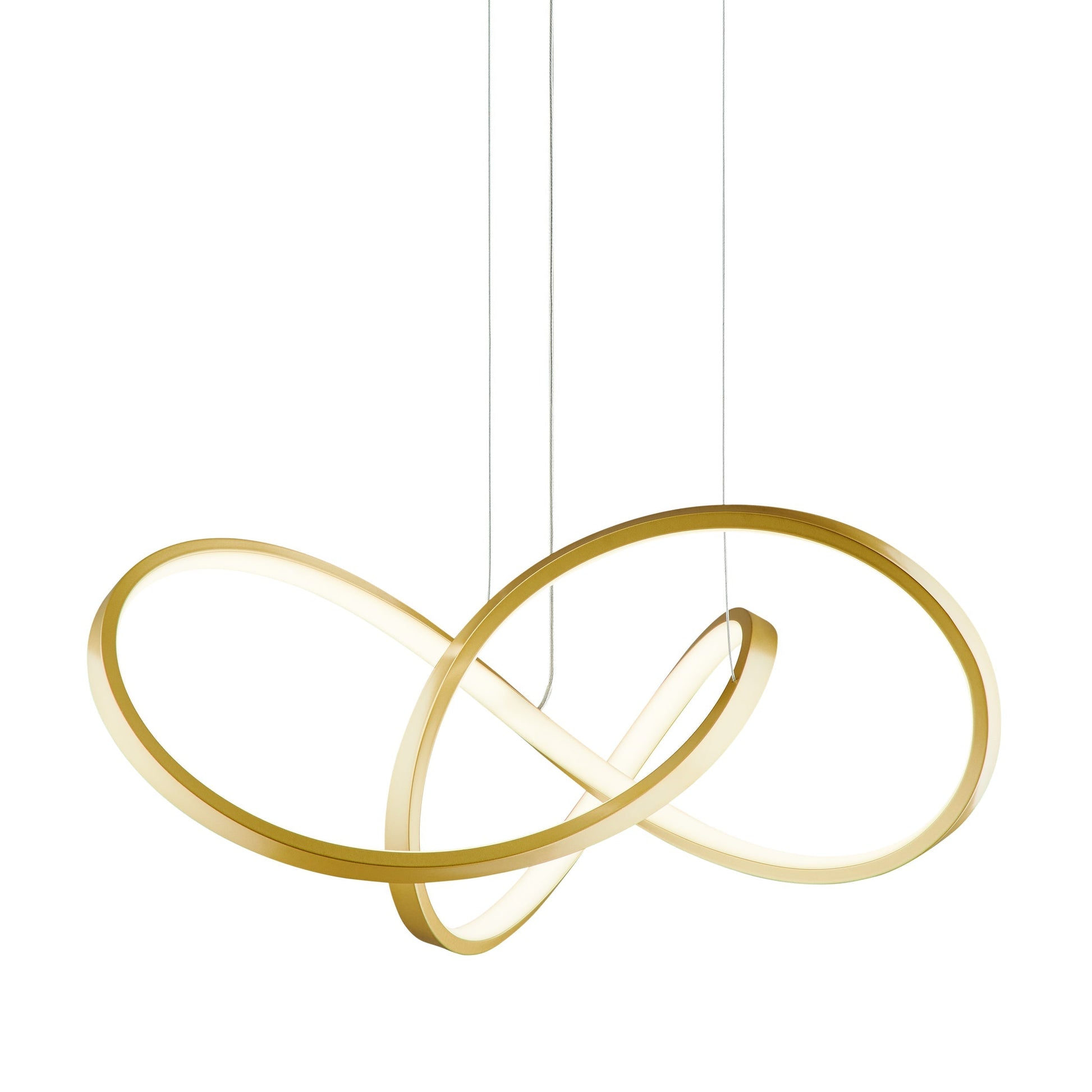 Knotted LED Dimmable Chandelier - Sandy Gold Finish, Adjustable Height, and Modern Design