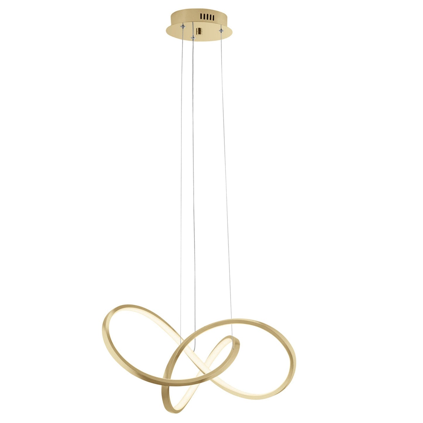 Knotted LED Dimmable Chandelier - Sandy Gold Finish, Adjustable Height, and Modern Design