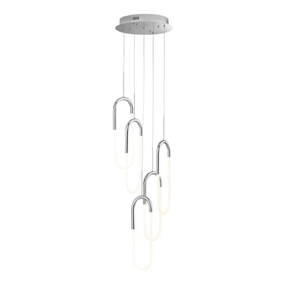 LED Five Clips Chandelier - Chrome | Modern Dimmable Pendant Lighting