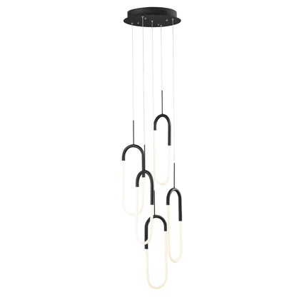 LED Five Clips Chandelier - Matte Black | Modern Dimmable Pendant Lighting