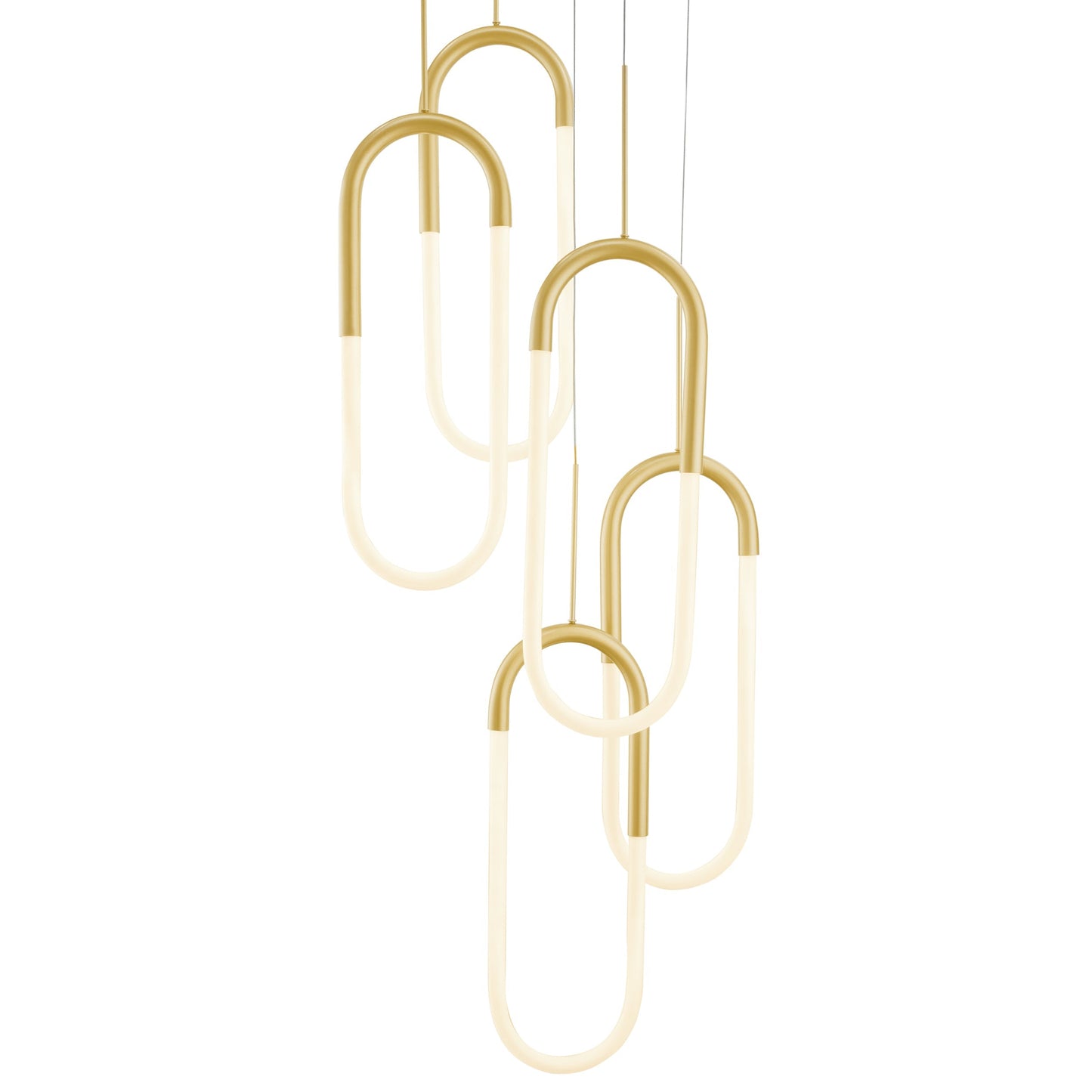 LED Five Clips Chandelier - Sandy Gold | Modern Dimmable Pendant Lighting