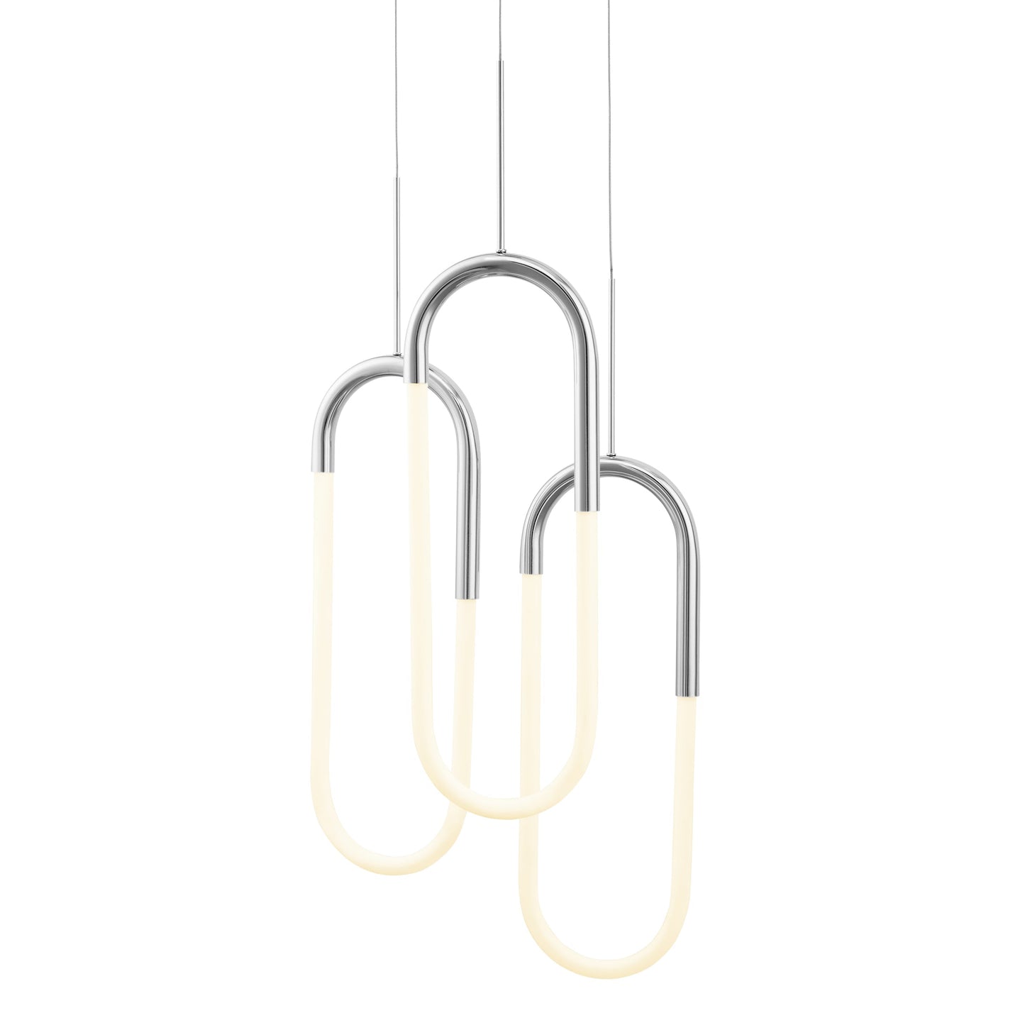 LED Three Clips Chandelier - Chrome | Modern Dimmable Pendant Lighting