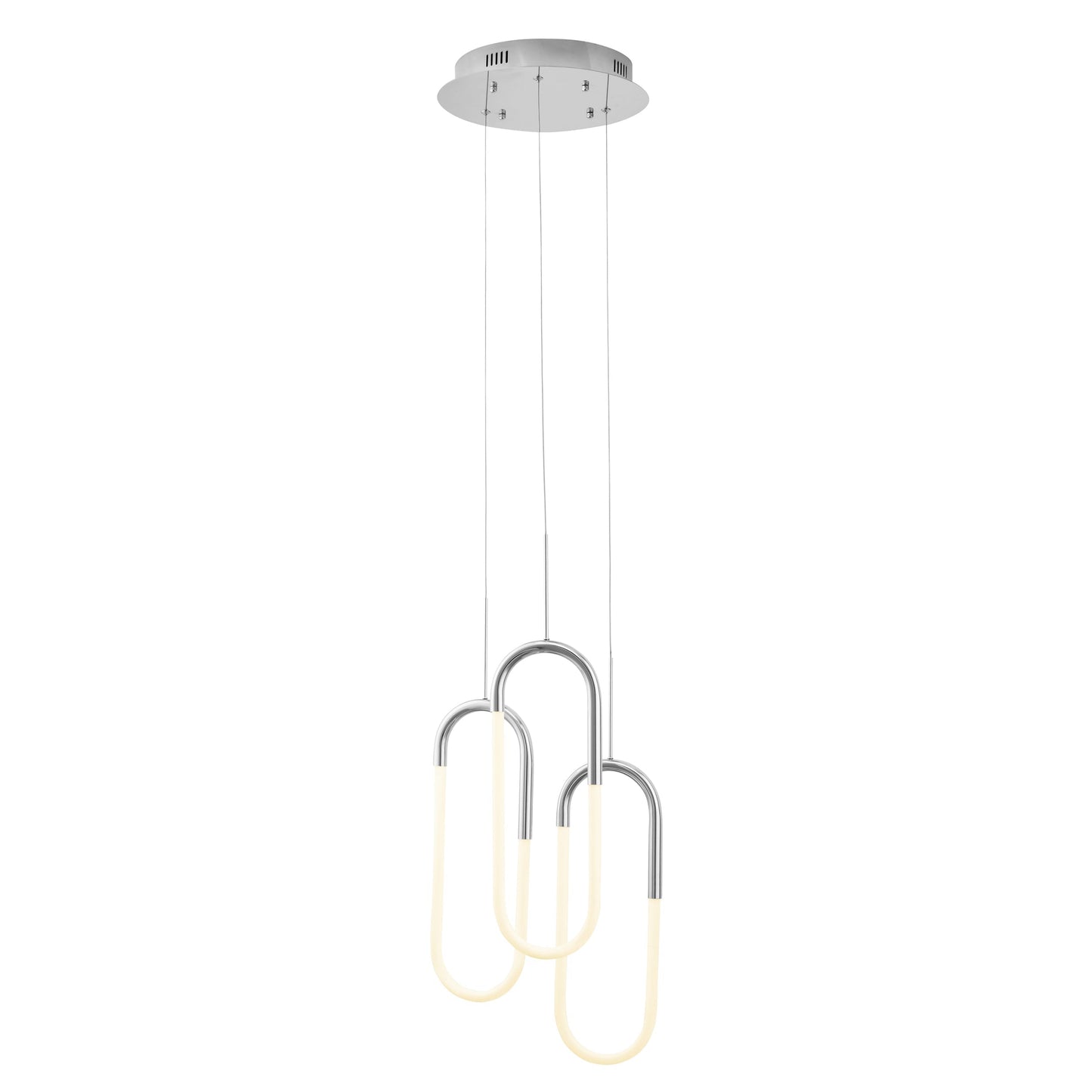 LED Three Clips Chandelier - Chrome | Modern Dimmable Pendant Lighting