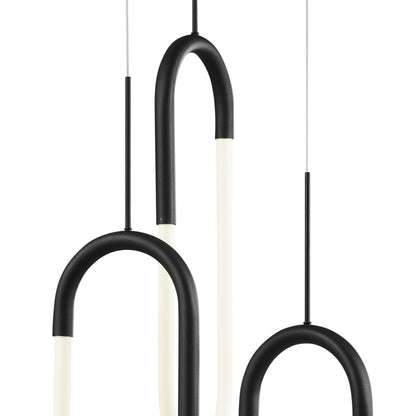 LED Three Clips Chandelier - Matte Black | Modern Dimmable Pendant Lighting