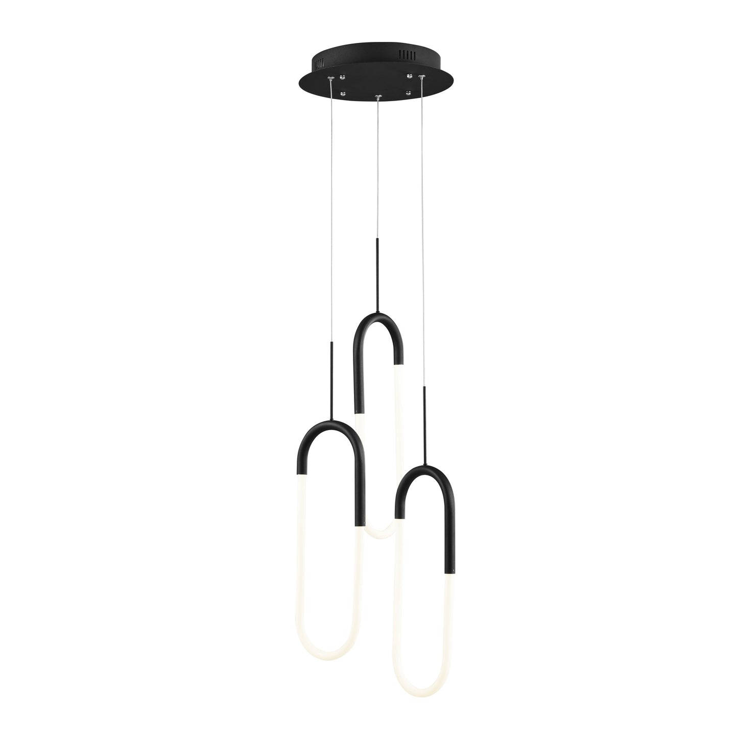 LED Three Clips Chandelier - Matte Black | Modern Dimmable Pendant Lighting