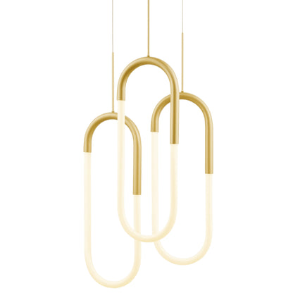 LED Three Clips Chandelier - Sandy Gold | Modern Dimmable Pendant Lighting