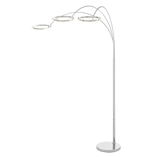 LED Three Ring Hong Kong Arc Floor lamp // Chrome, Not Dimmable