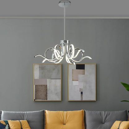 Magnolia LED Adjustable Chandelier - Chrome Finish, 6 LED Strips, and Dimmable Lighting