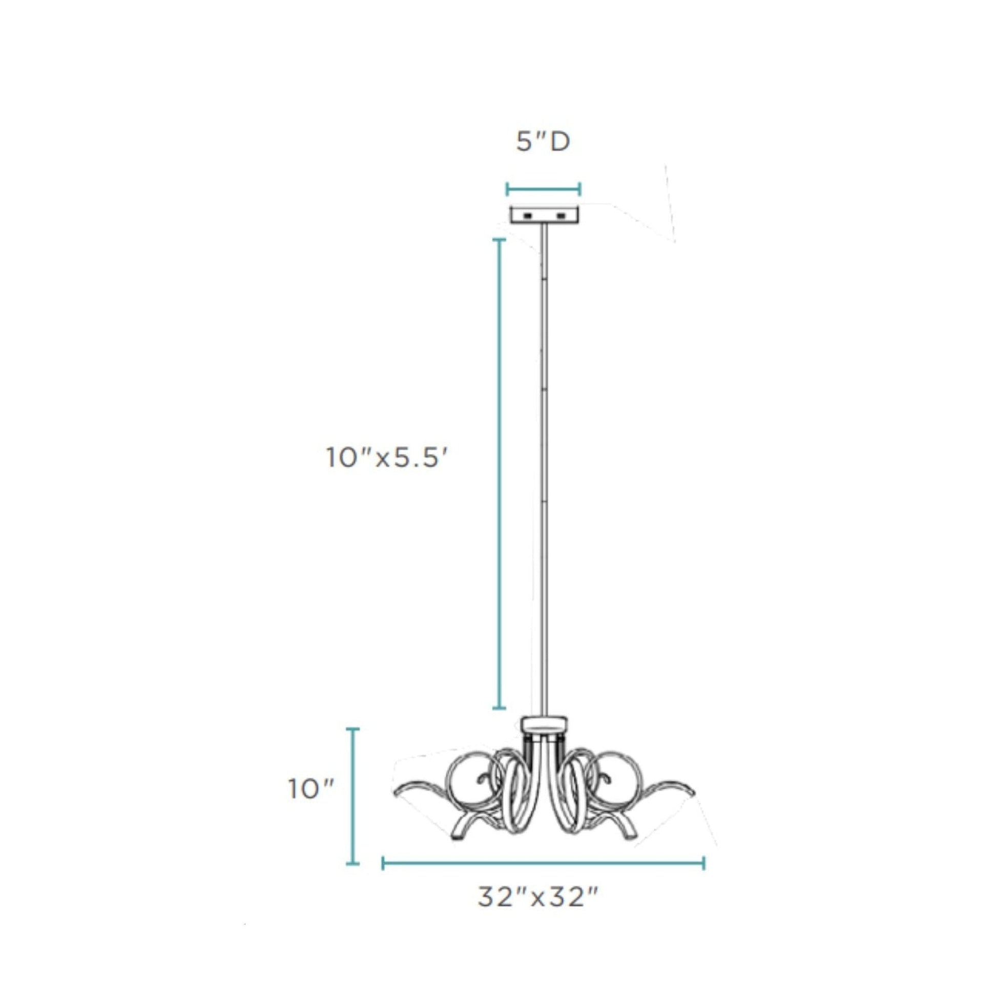 Magnolia LED Adjustable Chandelier - Chrome Finish, 6 LED Strips, and Dimmable Lighting